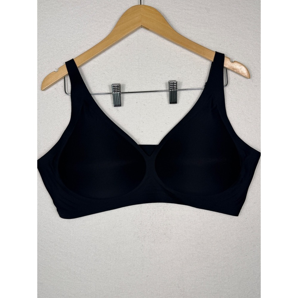Shecurve Wireless Seamless Bra Women 3XL Black V-Neck Adjustable Straps
